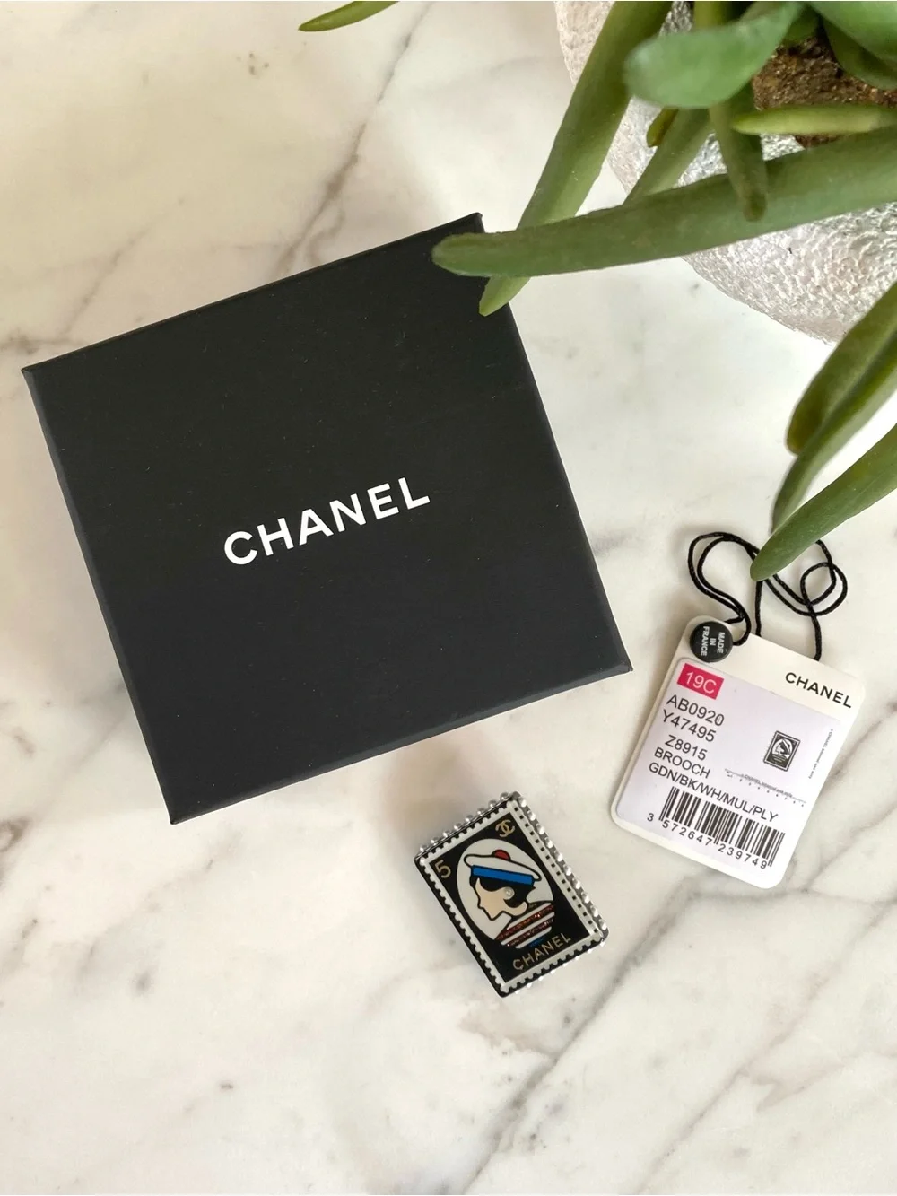 CHANEL - Enamel Coco Chanel Portrait Stamp-Style Brooch 2019